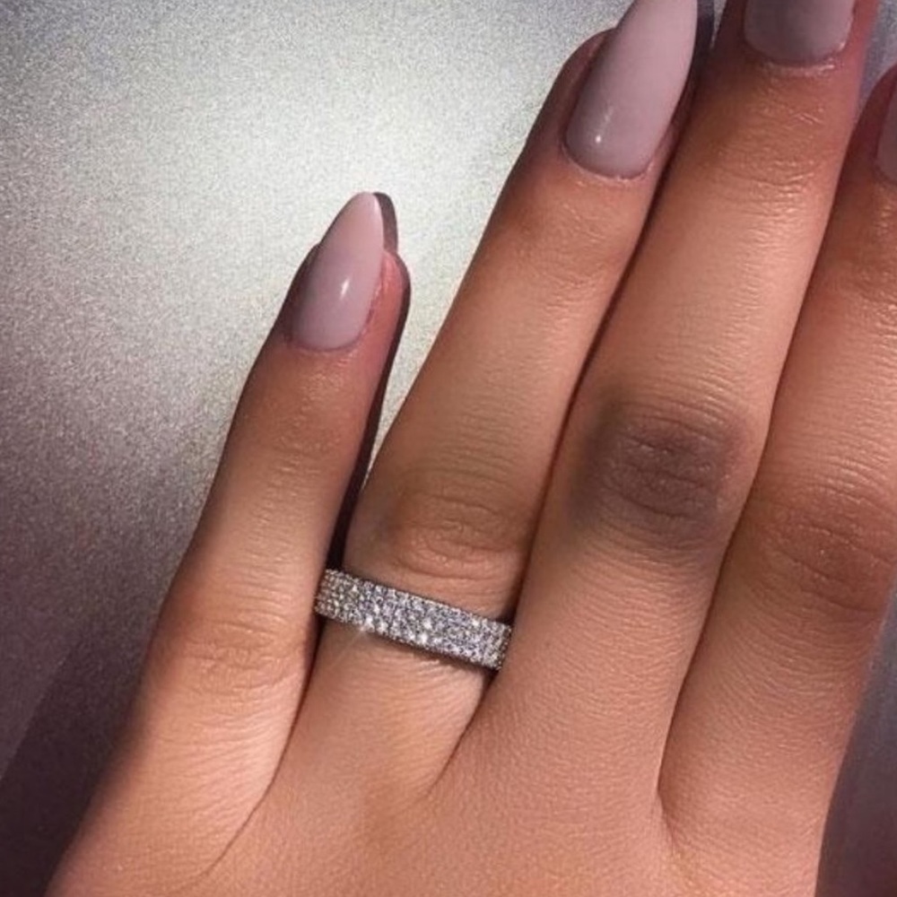 NEW 925 Silver Diamond Triple Full Eternity Ring - Picture 6 of 7